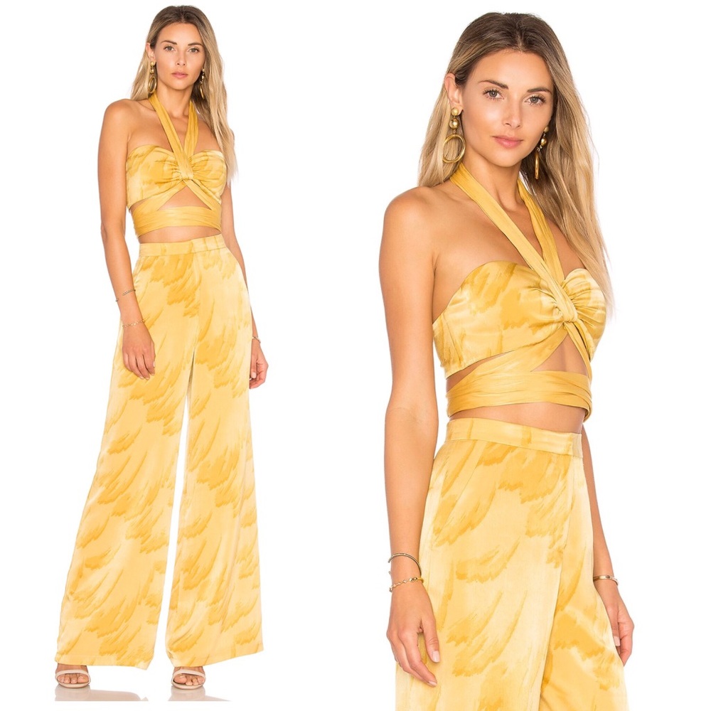 House of Harlow 1960 Yellow Halter Jumpsuit